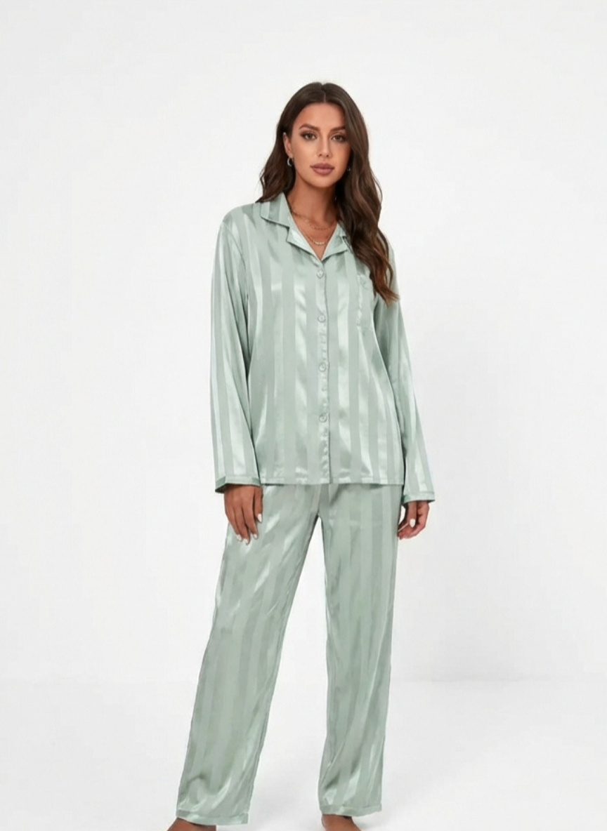 Élan Striped Silk Lounge Set